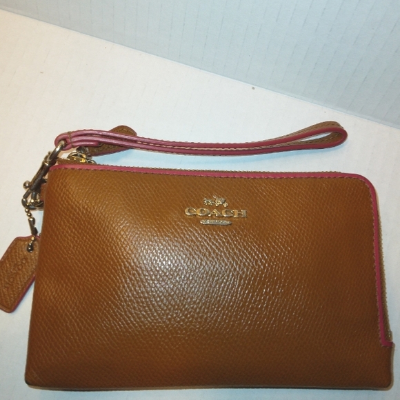 EUC☆COACH☆Edgepaint Crossgrain Leather Large Double Zip Clutch Wristlet~Rare - Picture 12 of 16